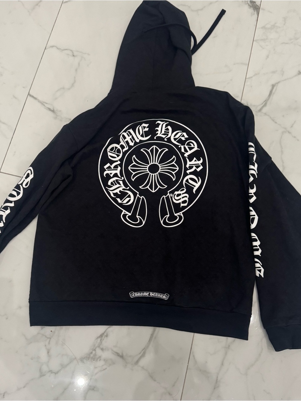 Chrome Hearts Black Hoodie with White Care Tag